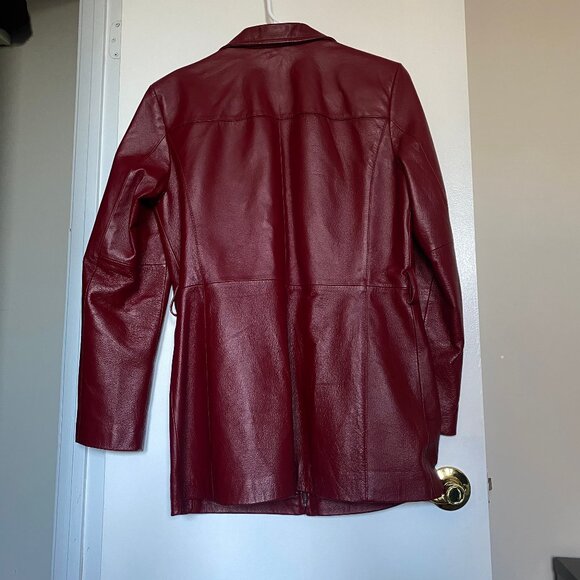 Worthington Red Wine Maroon Pleather Jacket Size Small - Picture 3 of 5